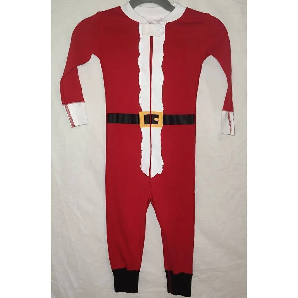 Hanna Andersson Pajamas One Piece Christmas Santa Organic Cotton 18-24 Months